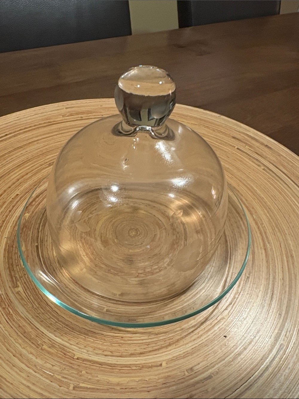 Clear Glass Dome Cheese Cloche with Knob Lid